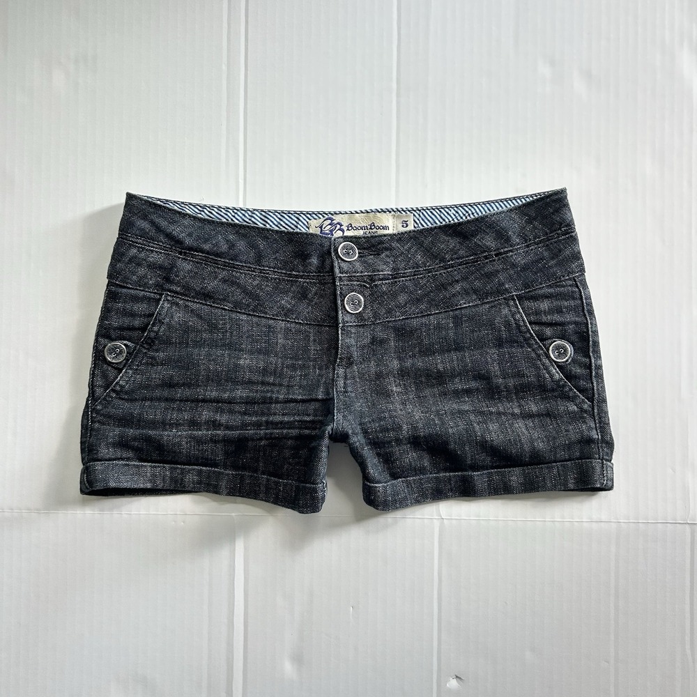 2000s Low Rise Denim Mini Shorts Button Detail Y2K Twee Grunge Indie
